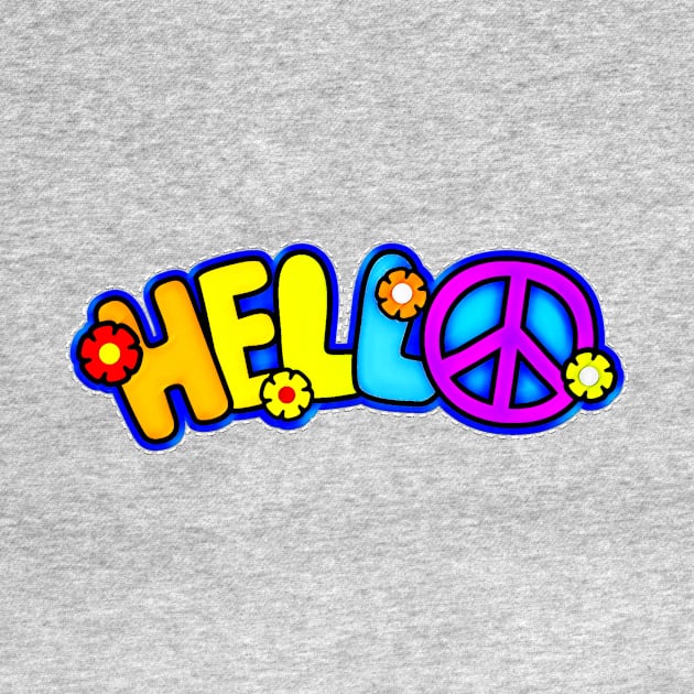 Colorful Hello Peace Sign Typography by AlondraHanley